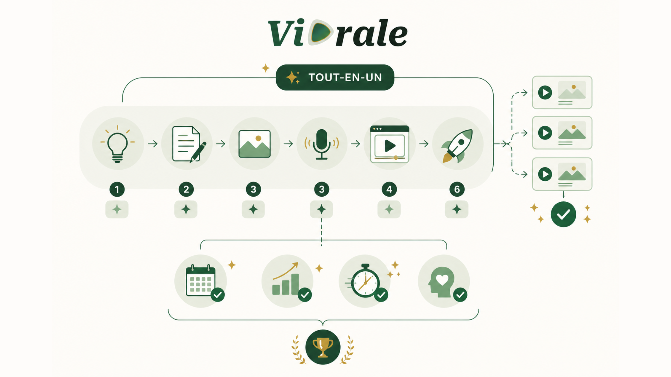Les 4 étapes du système batch : idées en volume → hooks multiples → production en série → programmation